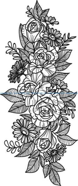 Decorative flower bunches file cdr and dxf free vector download for laser engraving machines