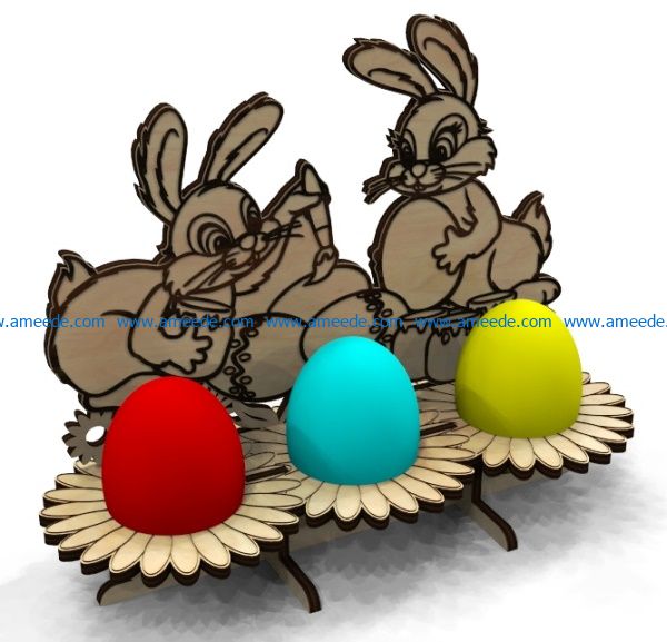 Download Easter Egg Tray Holder Stand two rabbit file cdr and dxf free vector download for Laser cut ...