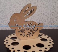 Easter egg stand with a hare  file cdr and dxf free vector download for Laser cut