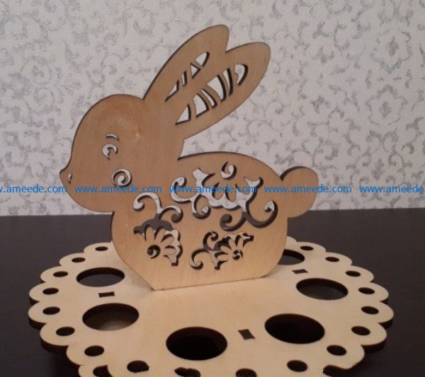 Easter egg stand with a hare file cdr and dxf free vector download for Laser cut