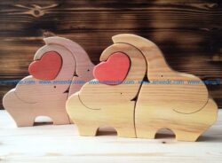 Elephant with heart file cdr and dxf free vector download for Laser cut