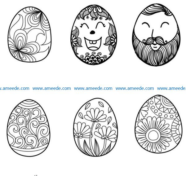 Face decorated with easter eggs file cdr and dxf free vector download for laser engraving machines