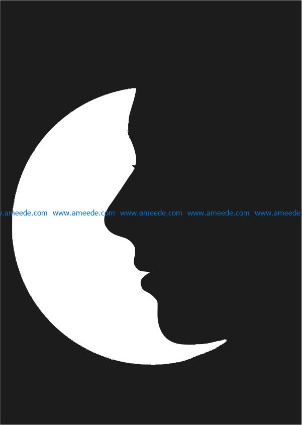 Face with the moon file cdr and dxf free vector download for Laser cut
