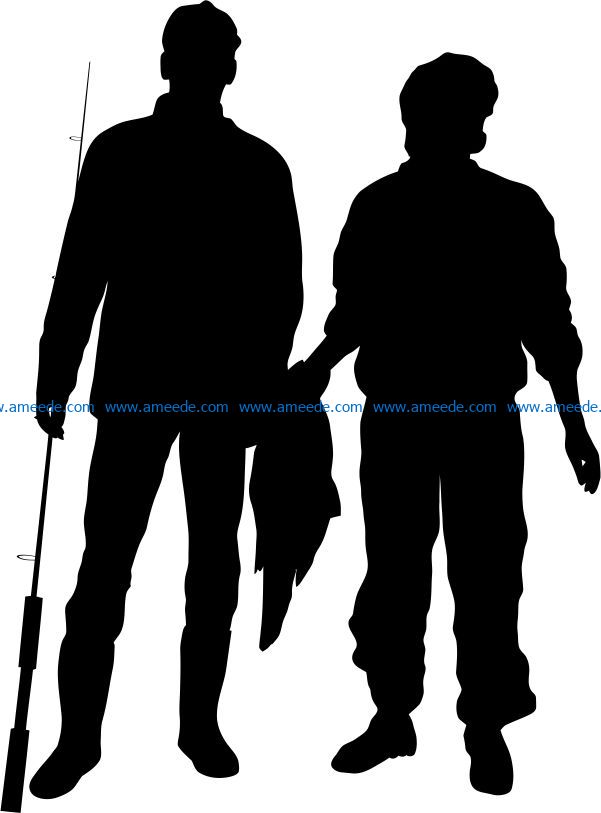 Fishermen silhouettes file cdr and dxf free vector download for Laser cut Plasma