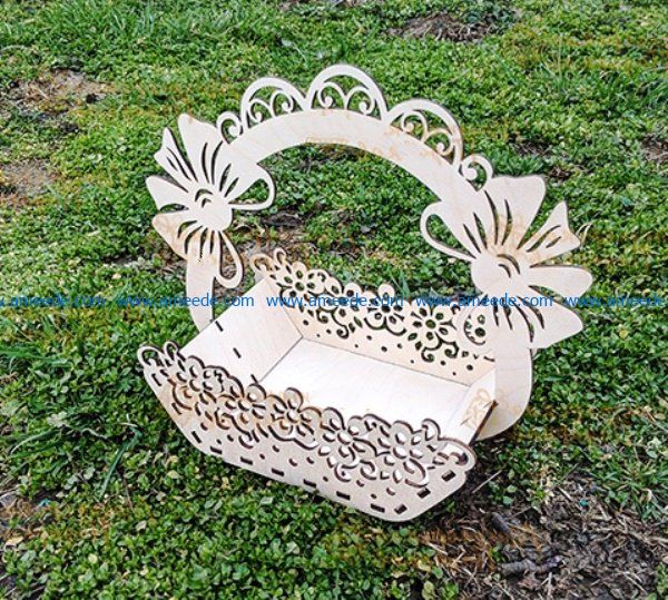 Flower wooden basket file cdr and dxf free vector download for Laser cut