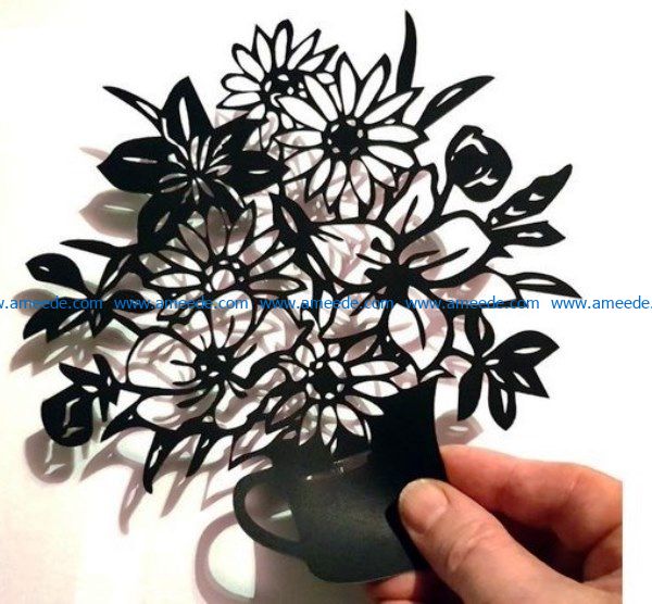 Flowers Vase file cdr and dxf free vector download for Laser cut