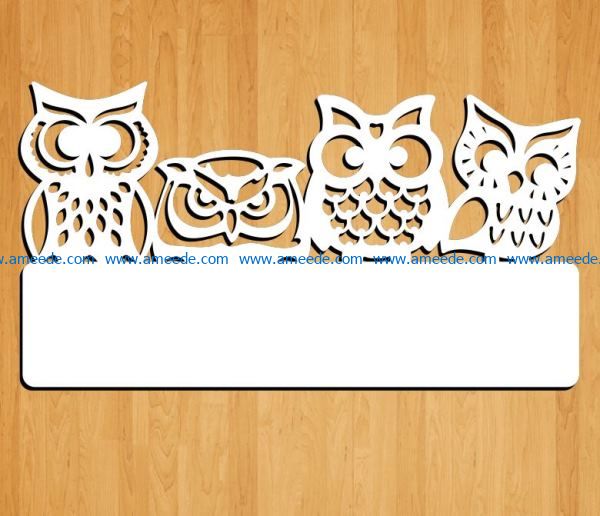 Four owl key hook file cdr and dxf free vector download for Laser cut