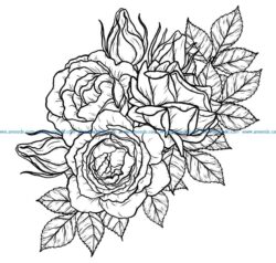 Four roses file cdr and dxf free vector download for laser engraving machines