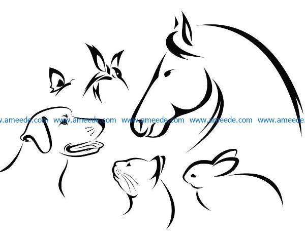 Friendship of animals file cdr and dxf free vector download for laser engraving machines