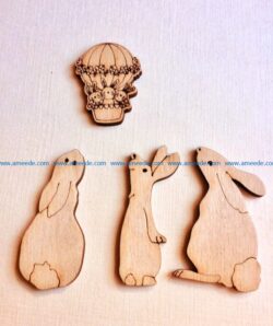 Funny Easter Rabbit file cdr and dxf free vector download for Laser cut
