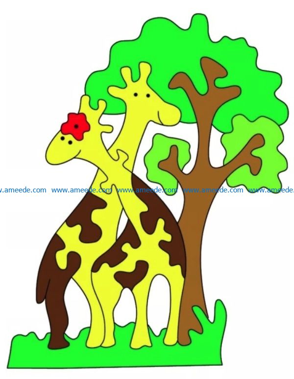 Giraffe puzzle file cdr and dxf free vector download for Laser cut