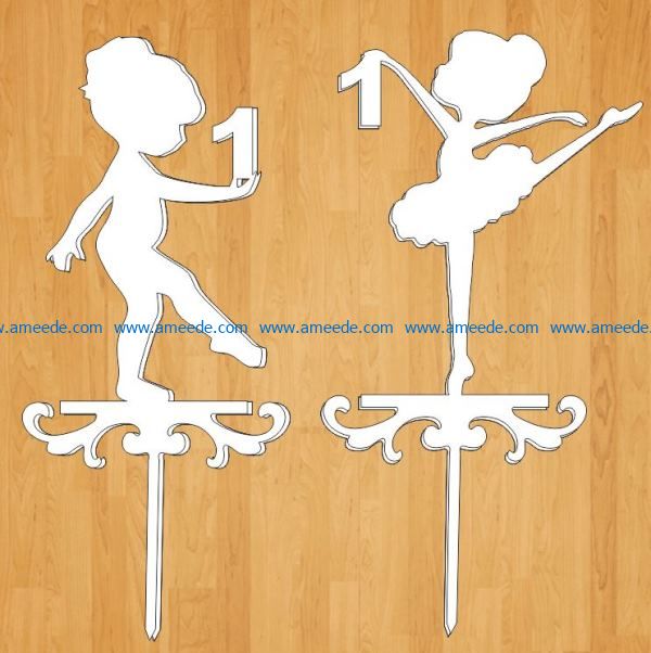 Girl ballerinas topper file cdr and dxf free vector download for Laser cut