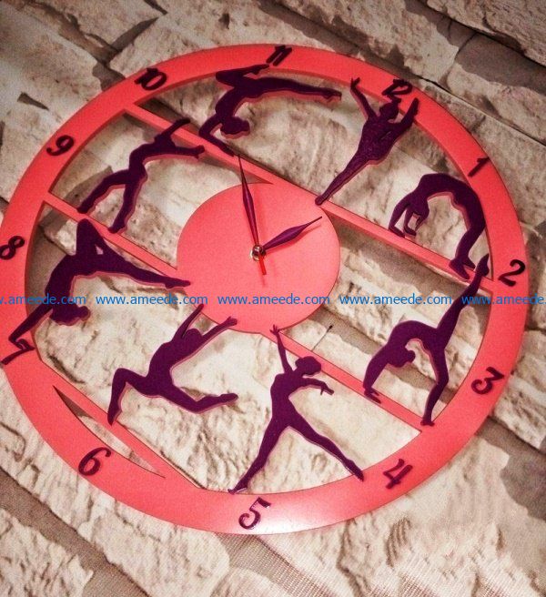 Gymnastics clock file cdr and dxf free vector download for Laser cut