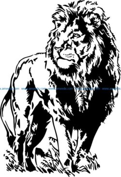 Lion on the grass file cdr and dxf free vector download for laser engraving machines
