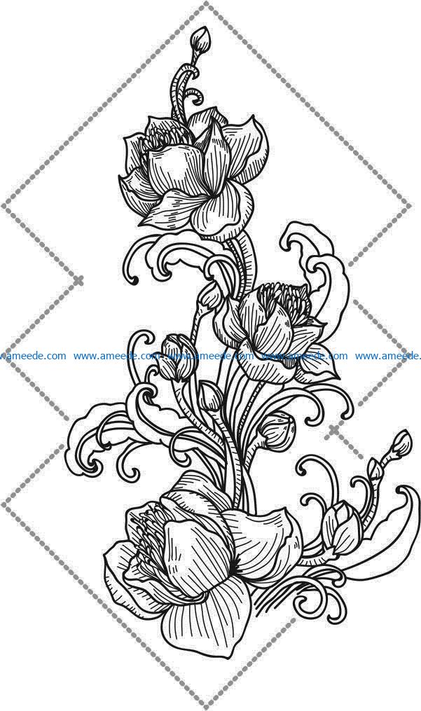 Lotus ornament file cdr and dxf free vector download for laser engraving machines