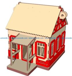 Lovely house file cdr and dxf free vector download for Laser cut