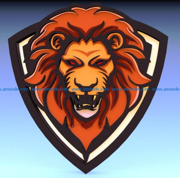 Multilayer Lion file cdr and dxf free vector download for Laser cut