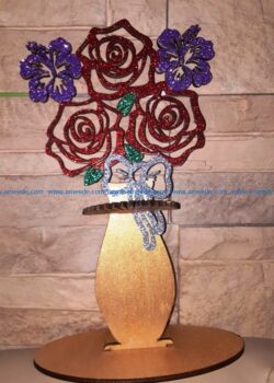 Napkin holder roses in a vase file cdr and dxf free vector download for Laser cut