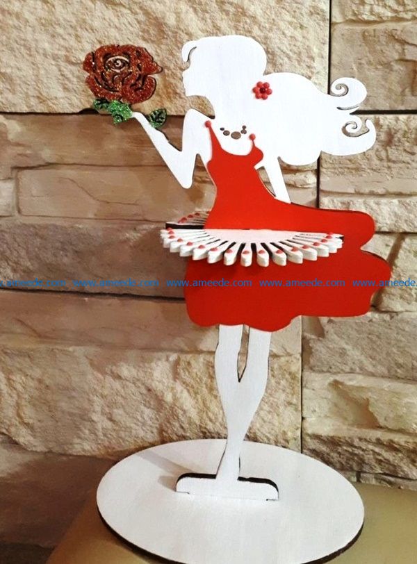 Napkin holder virgin with roses file cdr and dxf free vector download for Laser cut