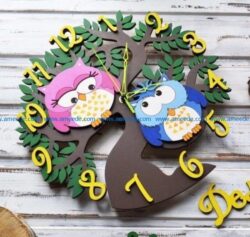 Owl clock acfile cdr and dxf free vector download for Laser cut