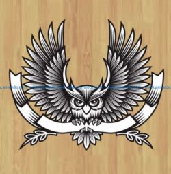 Owl logo file cdr and dxf free vector download for laser engraving machines