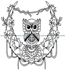 Owl with the moon file cdr and dxf free vector download for Laser cut