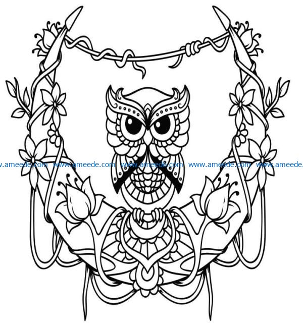 Owl with the moon file cdr and dxf free vector download for Laser cut