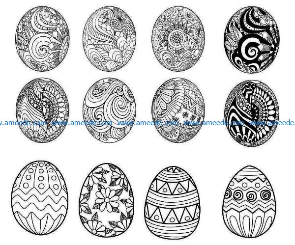 Pattern decorated with easter eggs file cdr and dxf free vector download for laser engraving machines