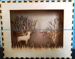 Photo 3d deer and forest file cdr and dxf free vector download for Laser cut