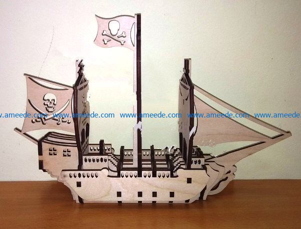Pirate boat file cdr and dxf free vector download for Laser cut
