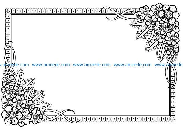 Rectangular flower frame file cdr and dxf free vector download for laser engraving machines