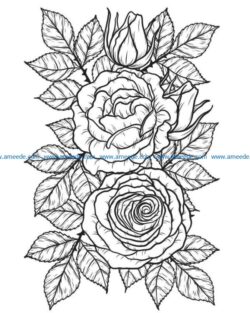 Rose with buds file cdr and dxf free vector download for laser engraving machines