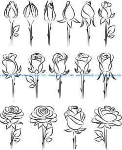 Rosebud file cdr and dxf free vector download for laser engraving machines