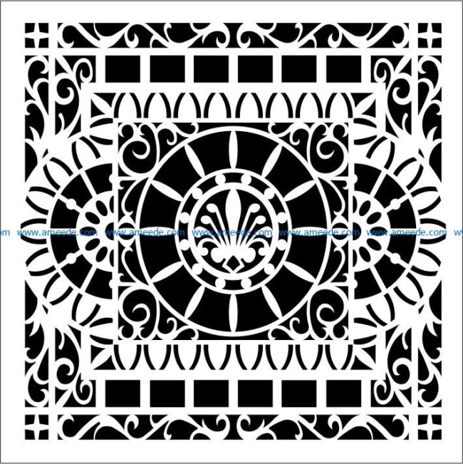 Square decoration E0009217 file cdr and dxf free vector download for laser engraving machines
