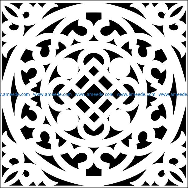 Square decoration E0009220 file cdr and dxf free vector download for Laser cut CNC