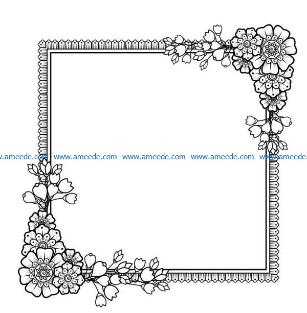 Square decorative frame file cdr and dxf free vector download for laser engraving machines