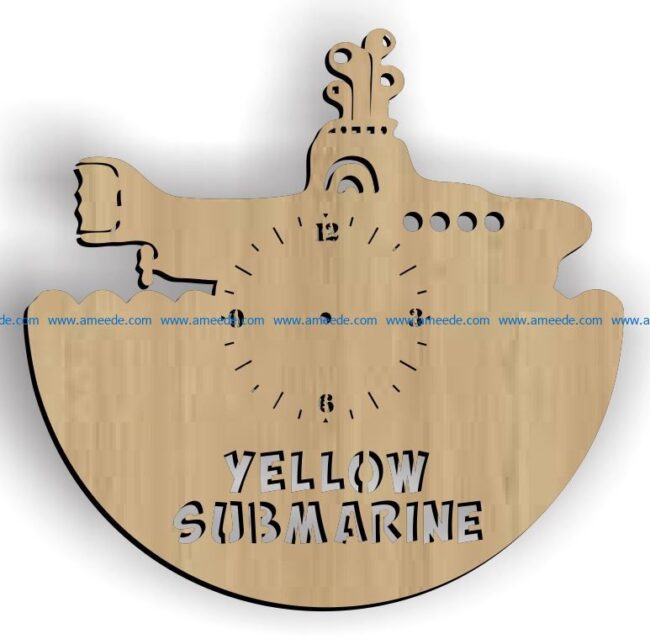 Submarine clock file cdr and dxf free vector download for Laser cut