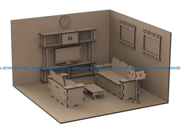 The living room's furniture file cdr and dxf free vector download for Laser cut