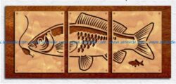 Triptych Fish Art file cdr and dxf free vector download for Laser cut