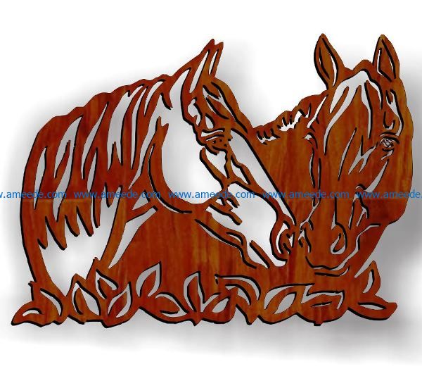 Two horses graze file cdr and dxf free vector download for Laser cut Plasma