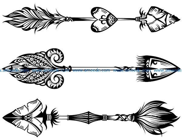 Unique decorative arrows file cdr and dxf free vector download for laser engraving machines
