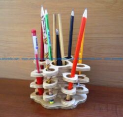Unique pencil holder file cdr and dxf free vector download for Laser cut