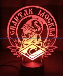 3D illusion led lamp Warrior Greek free vector download for laser engraving machines