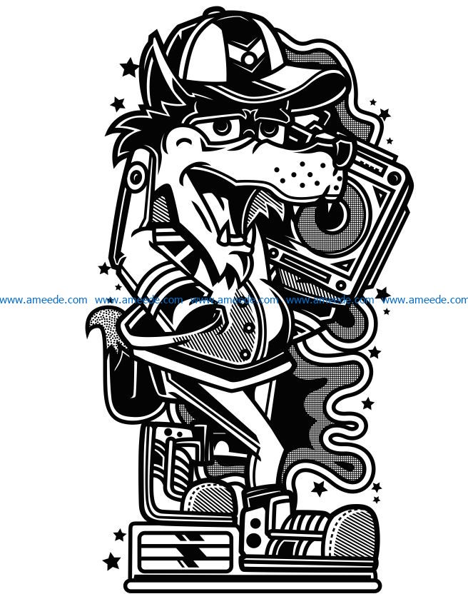 Wolf with music file cdr and dxf free vector download for Laser cut