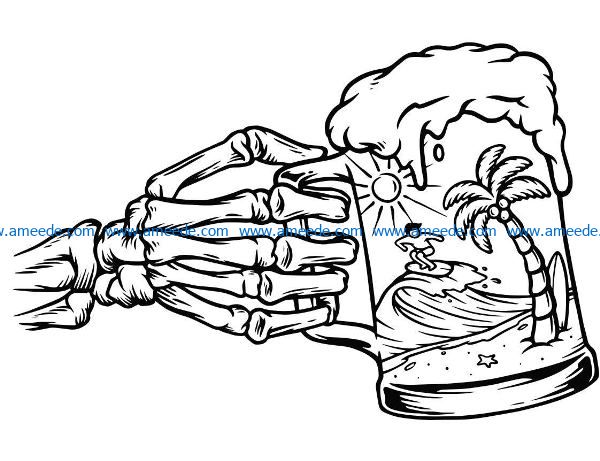 Zombie hand with beer mug file cdr and dxf free vector download for laser engraving machines