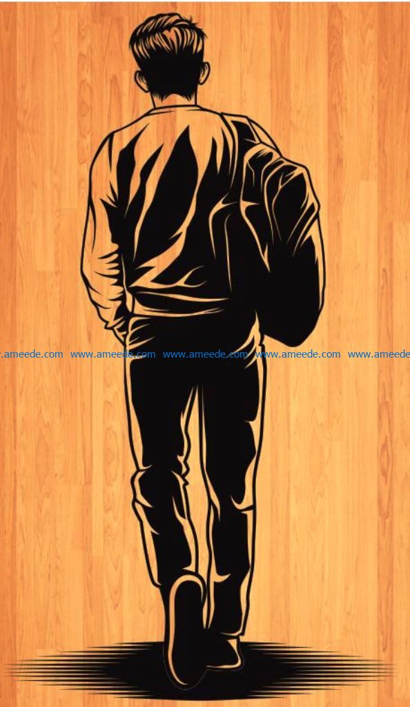 back the man carries the bag file cdr and dxf free vector download for laser engraving machines