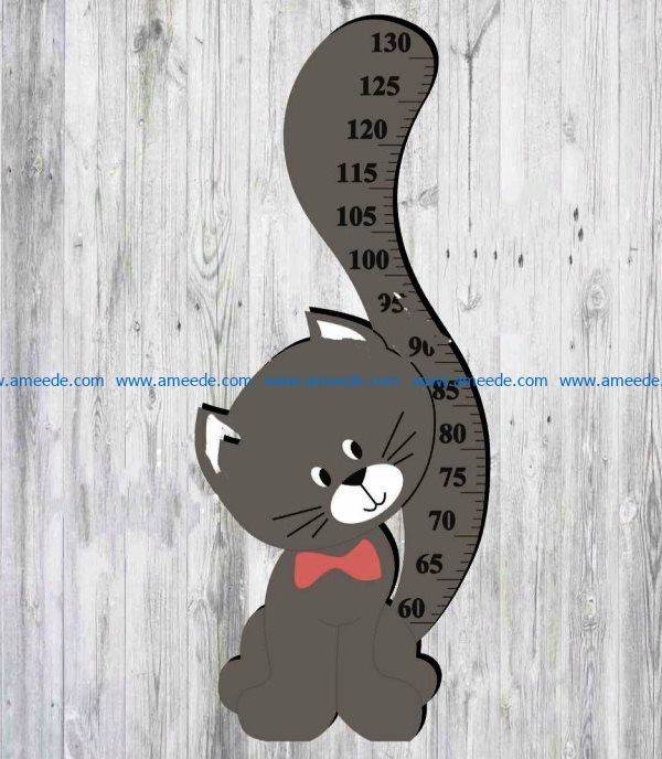 cat height ruler file cdr and dxf free vector download for Laser cut