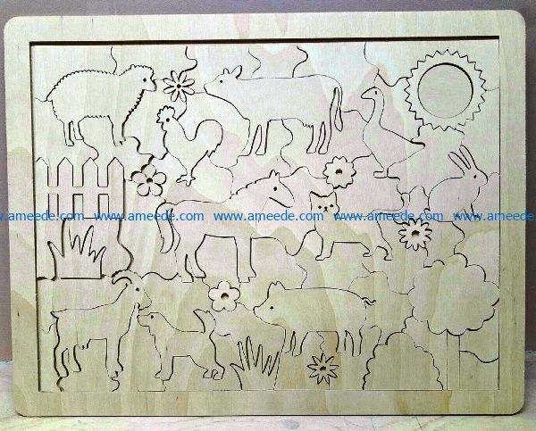 cattle puzzle file cdr and dxf free vector download for Laser cut