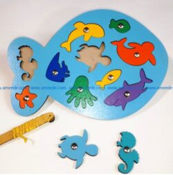 fish puzzle file cdr and dxf free vector download for Laser cut