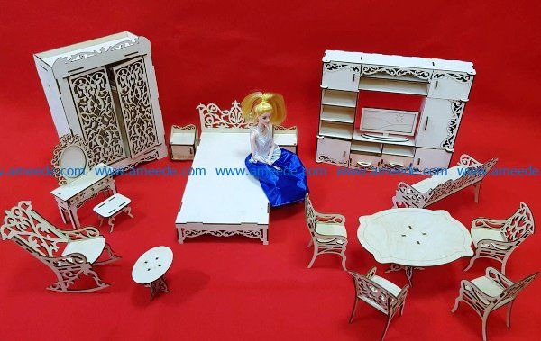 furniture for barbie file cdr and dxf free vector download for Laser cut